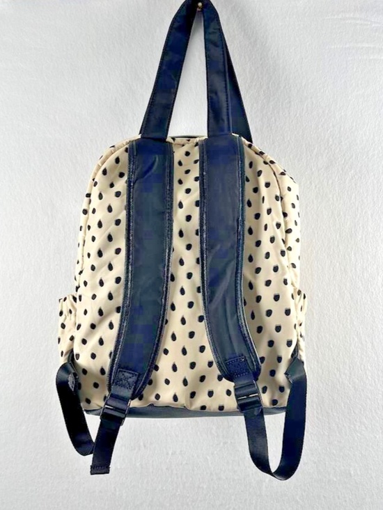Betsey Johnson Cream Black Polka Dot Nylon Backpack Purse Heart Charm College main image 3
